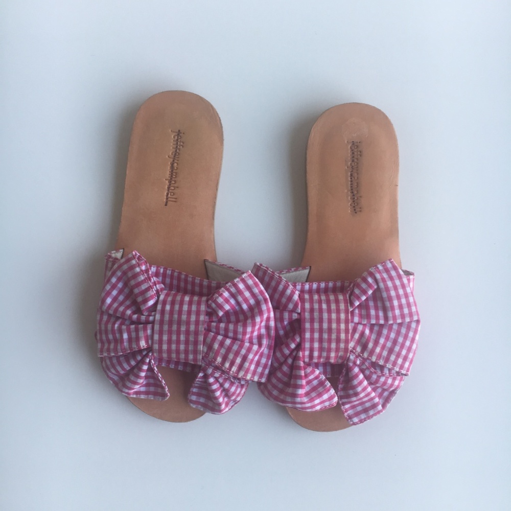 Jeffrey Campbell Regalo Slide Sandals Gingham Bow